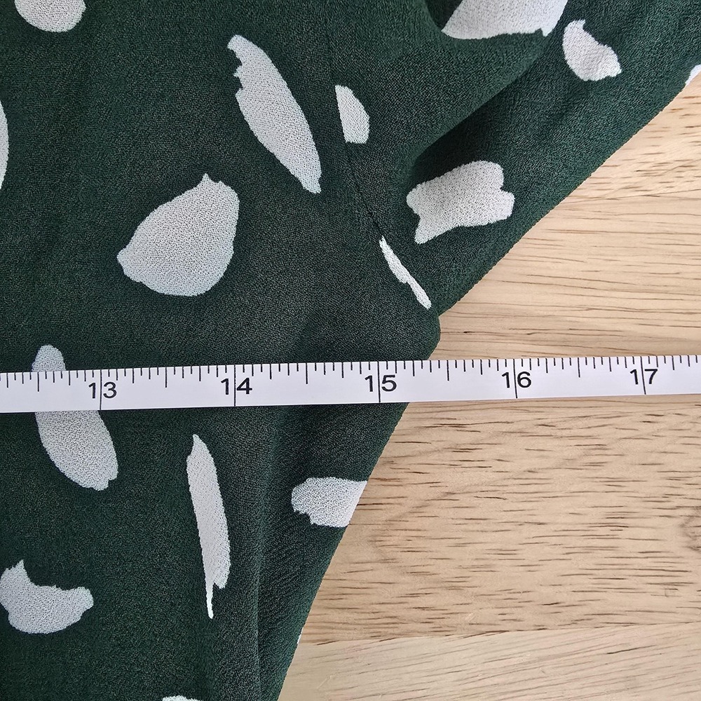 Reformation Dress Womens Small Green Wrap Midi 3/4 Sleeve‎ Tie Waist Dot Print - Picture 6 of 11
